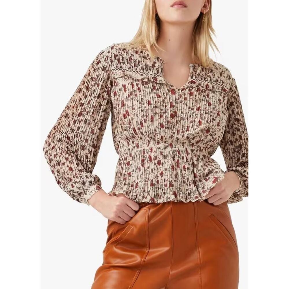 FRENCH CONNECTION floral boho pleated Alison blouse top - Picture 3 of 8